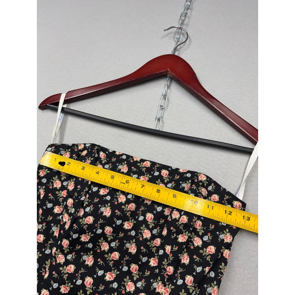 Shoshanna Strapless Dress Womens 2 Black Floral Rose Vintage 90s Mini Fit Flare - Picture 7 of 13